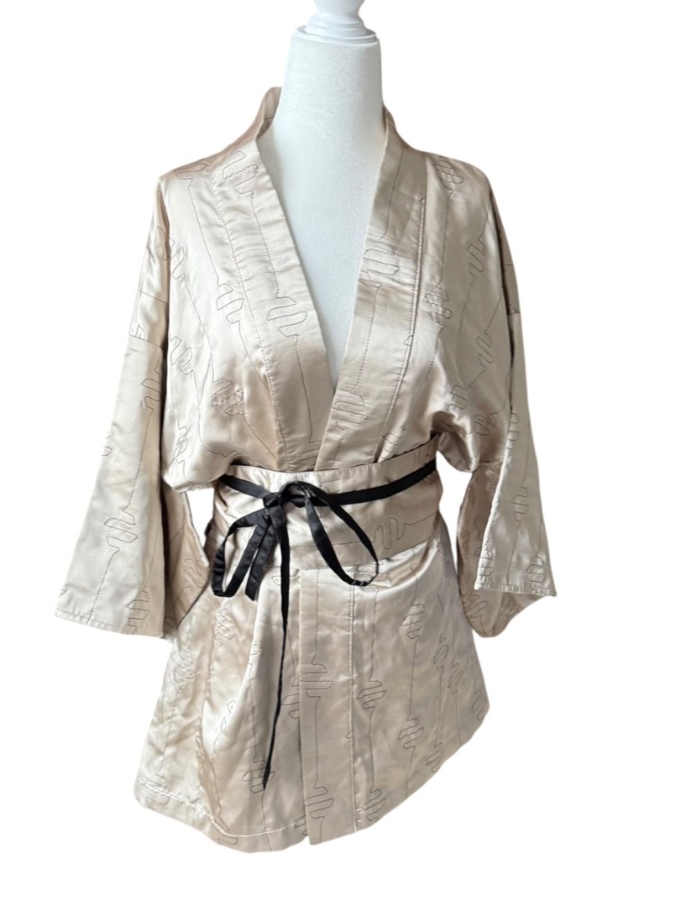 NWT Vintage Victoria Secret Kimono style Robe belted embroidered 90s 00s OS - Picture 9 of 15